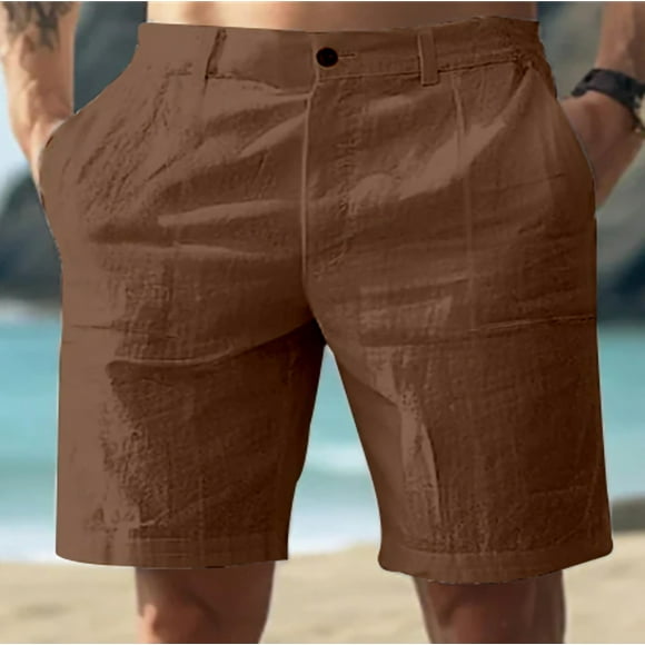 Amzcrzy Mens Shorts Summer Shorts Shorts for Men Men's Linen Solid Color Shorts Summer Fashion Outdoor Shorts Daily Breathable Straight Leg Shorts Men's Shorts Mens Shorts Casual