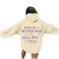 thumbnail image 1 of Ladies Hoodies Fall Pullover Hoodie with Eye Catching Alphabet Design Trendy Oversized Fit Drop Shoulder Design Chandail Femme Beige XXL, 1 of 6