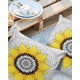 thumbnail image 2 of Pack of 2 Outdoor Pillow Covers, Mandala Sunflower Pattern Grey Waterproof Square Throw Pillowcase Cushion Decorative Pillow Covers for Couch Patio Tent, 18x18 in, 2 of 6