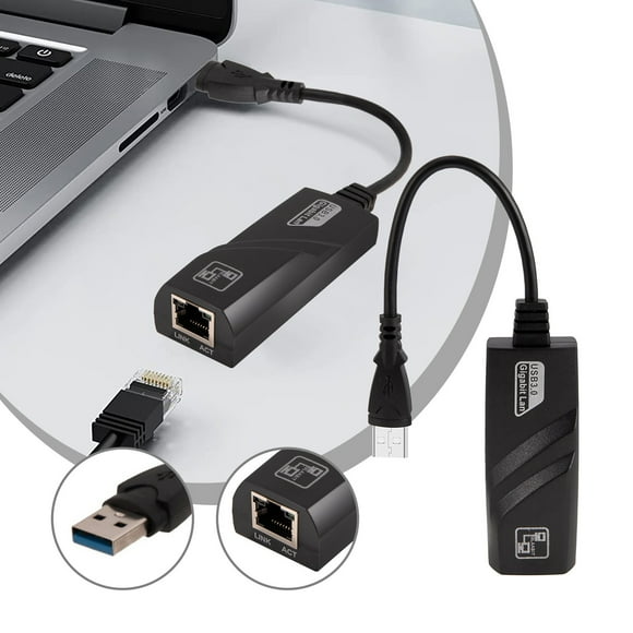 USB 3.0 Gigabit Ethernet Adapter - High-Speed Wired Network Converter Dongle for Laptops, Plug & Play, Compact Design