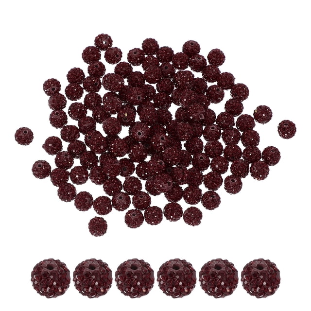 Uxcell Rhinestone Beads for Jewelry Making, Sparkle Crystal Clay Beads Dark Red