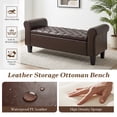 thumbnail image 4 of AVAWING Upgraded Armed Storage Bench, Leather Upholstered Ottoman for Living Room & Bedroom, Brown, 4 of 10
