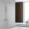 thumbnail image 2 of Exposed Shower System with Rainfall Head Handheld Spray and Tub Spout, Height Adjustable Solid Brass 3-Functions Wall Mounted Outdoor  Complete Shower System, Brushed Nickel, 2 of 13