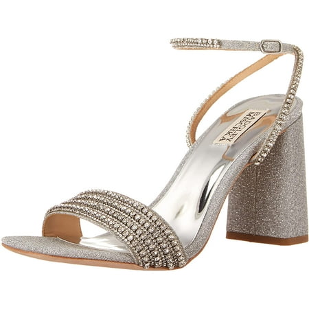 Badgley Mischka Womens Becca Heeled Sandal 8.5 Silver Textile