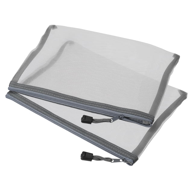 Malla Cremallera Bolsas, A5 Nylon Cremallera Bolsa Lápices Estuche Almacenamiento Bolsillos para Viajes Oficina Accesorio, Gris Paquete de 6