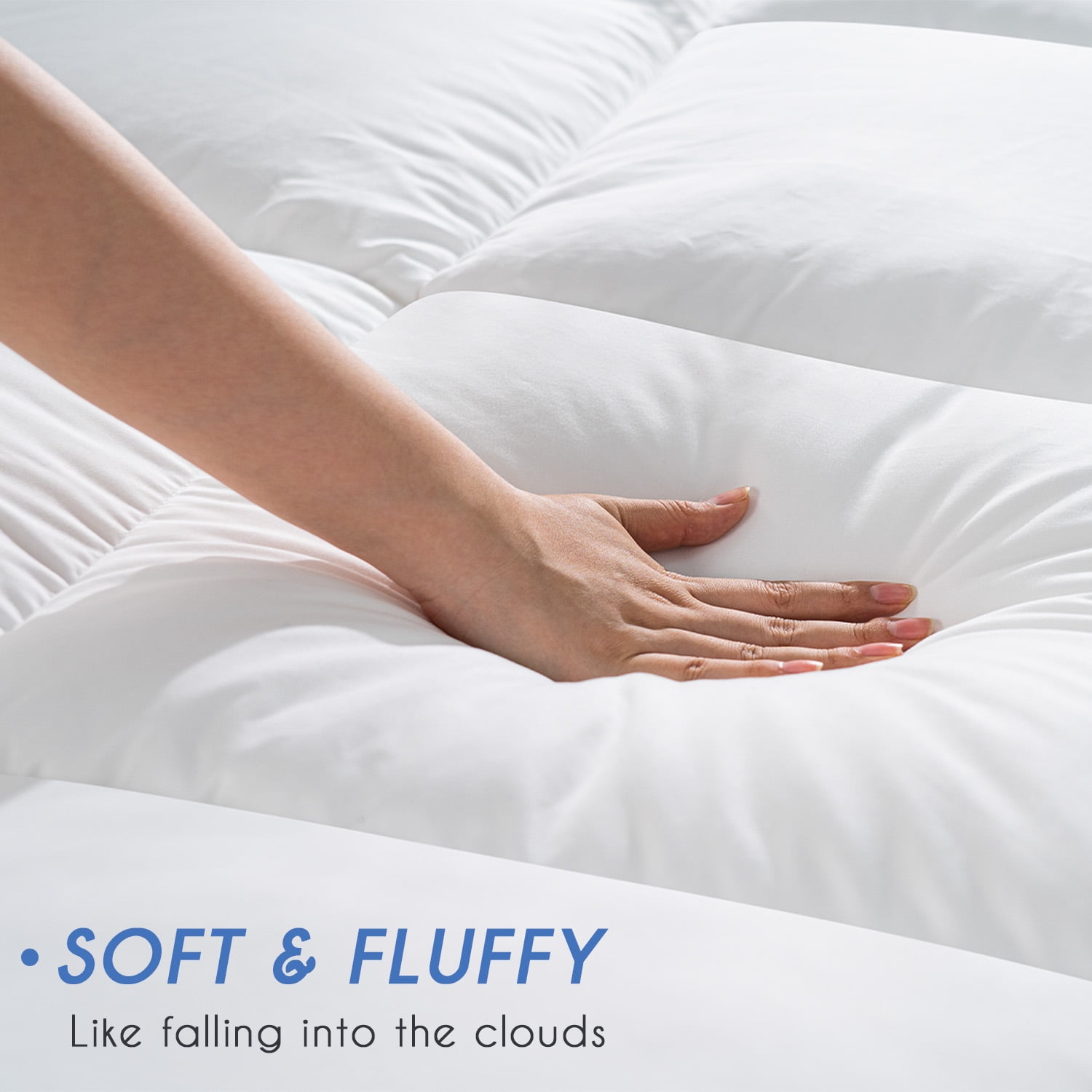 Queen Rose Queen Size Mattress Topper White Luxury Down Alternative Fiber Mattress Topper with Elastic band