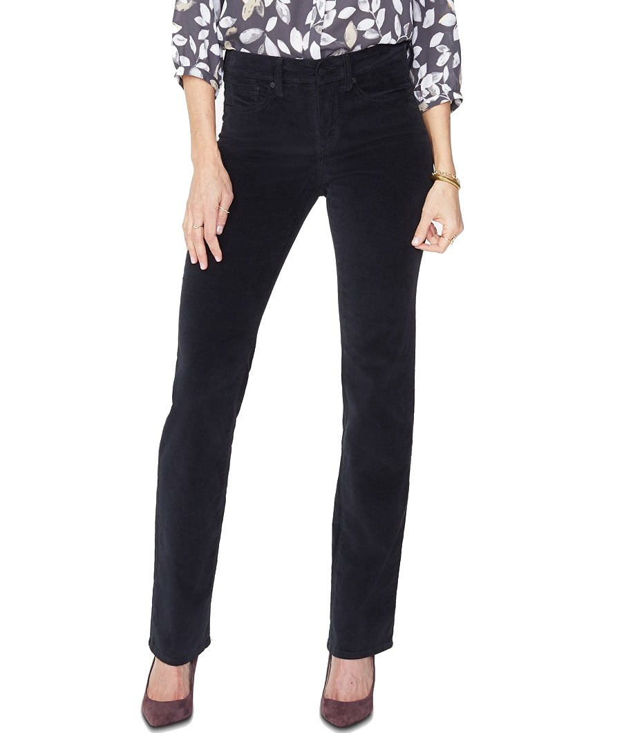 NYDJ - Black Womens Petite Velvet Straight-Leg Stretch Jeans $119 10P ...