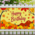 thumbnail image 4 of Autumn Themed Happy Birthday Banner with Pumpkin and Leaf Elements Party Decoration Photography Backdrop for Birthday Parties Family Gatherings Celebrations Photo Booths, 4 of 6