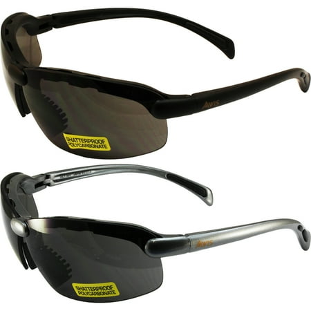 

2 C-2000 Safety Glasses One Black Frame One Gray Frame Smoke Lens ANSI Z87.1