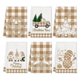 thumbnail image 2 of Christmas Kitchen Towels with Farmhouse Plaid and Holiday Designs, 6-Pack, Beige and White, for Home Kitchen Decor, 2 of 4
