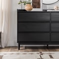 thumbnail image 6 of Walker Edison 55” Mid-Century Modern Gallery Top Solid Wood 6-Drawer Dresser, Black, 6 of 19