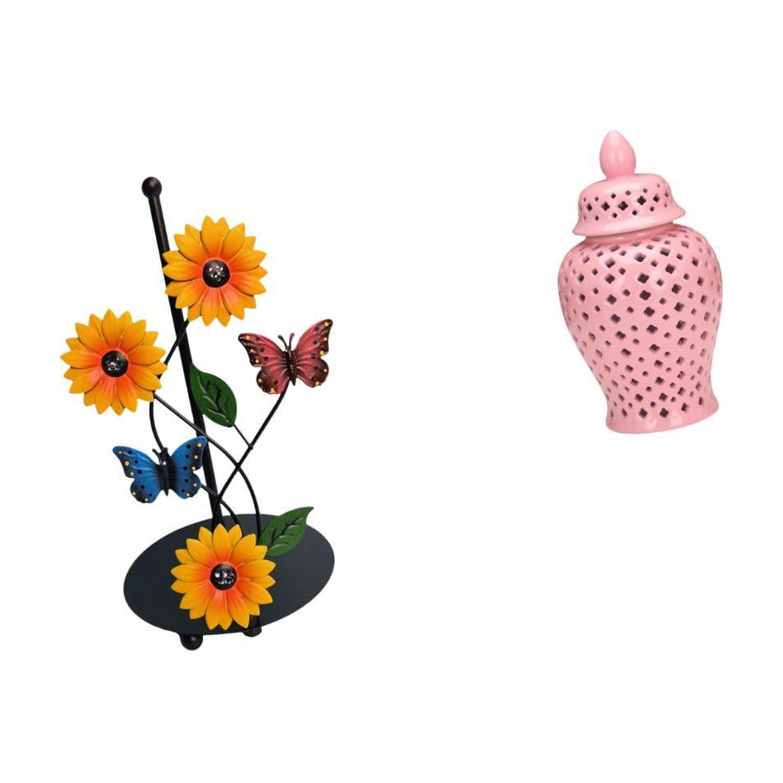 Fiocias Ceramic Paper Towel Holder Vase Non Slip Vertical Tissue Rack Porcelain Decorative Jar Storage Lid Floral Arrangement Ornament Flower Display
