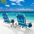 thumbnail image 2 of Costway 2-Pack Folding Backpack Beach Chair Table Set 5-Position Outdoor Reclining Chair, 2 of 10