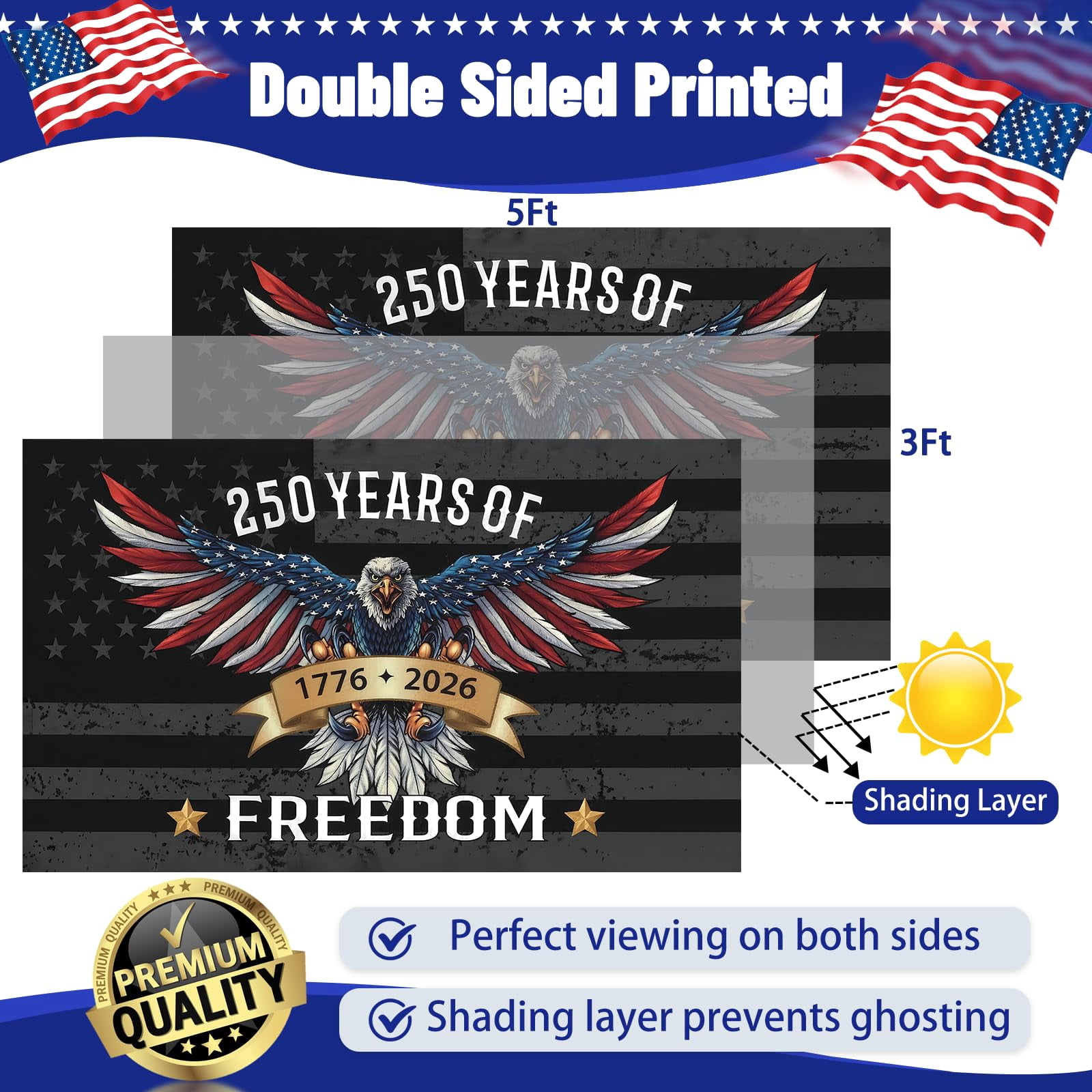 250 Year American Anniversary Flag 250th Anniversary Usa Flag Patriotic 4th of July Independence Day 1776-2026 Yard Flags For Outside 3x5 Ft Outdoor Banner Decorations