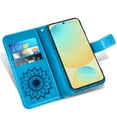 thumbnail image 5 of Asuwish Compatible with Samsung Galaxy S24 FE 5G Wallet Phone Case and Tempered Glass Screen Protector Flip Credit Card Holder Stand Mandala Flower Cell Cover for S 24 EF S24FE 24S Women Men Blue, 5 of 8