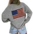 thumbnail image 2 of Delayuji Cardigan Sweaters For Women American Flag Print Cardigan Sweaters Y2k Long Sleeve Open Front Button Down Cardigans USA Flag Knit Sweater, 2 of 5