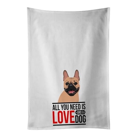 Carolines Treasures WDK3675WTKT 28 x 19 in. Unisex French Bulldog Fawn No.2 White Dish Towels Kitchen Towel - Set of 2