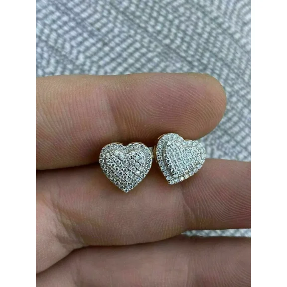 2Ct Round Cut Lab Created White Diamond Heart Shape Stud Earrings 14k Yellow Gold Plated