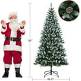thumbnail image 2 of 7.5ft Artificial Christmas Tree, Snow Flocked Christmas Tree w/82 Pinecones, 1346 Frosted Tips, Pre-Decorated Tree for Holiday Party Decoration, 2 of 8