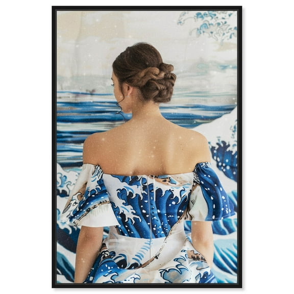 Great Wave Dress Fashion And Glam Canvas Wall Art by Art Remedy, Black Floater Frame, 10"x15"