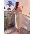 thumbnail image 3 of Vestido Midi Mujer Tirantes Ajustables Cintura Alta Entallada Falda Amplia Línea A, 3 of 5
