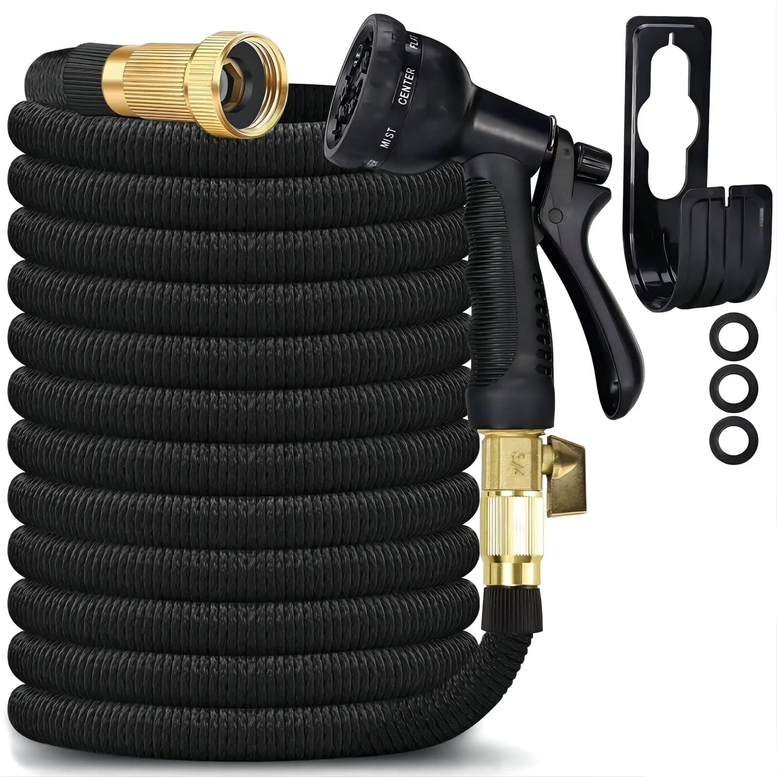 SUNDAN 25ft Garden Hose Flexible Garden Hose for Outdoor Upgraded Leakproof Lightweight No-Kink Water Hose(Black)