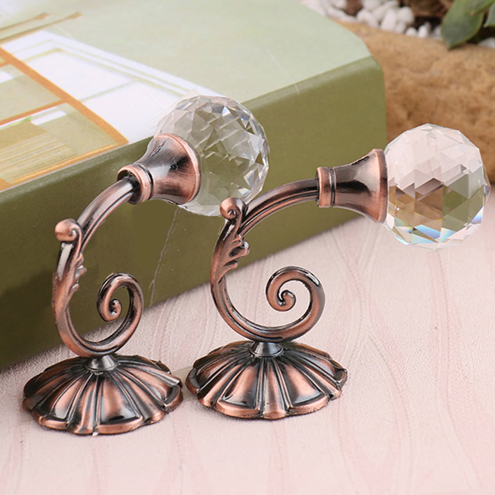 Details about   2pcs Large Metal Crystal Glass Curtain Holdback Wall Tie Back Hooks Hanger NEW~ 