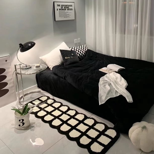 Cashmere Rugs for Bedroom Decoration Maison Strip Bedroom Bedside Foot Mat Fluffy Living Room Carpet Dense Tapete Infantil Rugs80x160cm Gao Jinjia LED