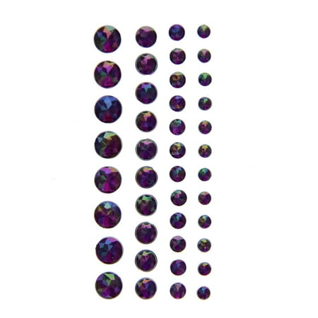 Craft Foam Stickers - American Crafts DCWV Iridescent Gem Foam Stickers - Self-Adhesive, Acid-Free, Assorted Sizes - Purple, 42 Pieces