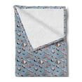 thumbnail image 2 of 1990s Soft Flannel Fleece Blanket, Geometric Shapes with Pyramid Angled and Wavy Lines on Pale Blue Background, Cozy Plush for Indoor and Outdoor Use, 50" x 70", Coral and Pale Blue, by Ambesonne, 2 of 5
