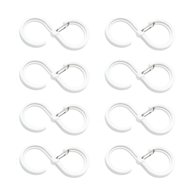 Cateissary Gancho en forma de S de 8 piezas con hebilla para baño, barra de ducha duradera para el hogar, soporte para herramientas de cocina, Almacenamiento y organización del hogar Blanco