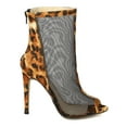 thumbnail image 2 of Wild Rose Giselle01A New Women Leopard Mesh Fabric Peep Toe Stiletto Bootie Size, 2 of 6