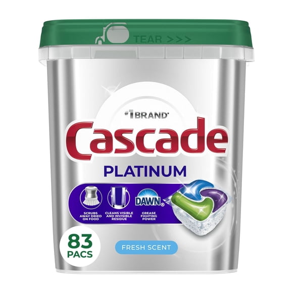 Cascade Platinum Capsules pour Lave-Vaisselle, Détergent pour Lave-Vaisselle, Savon Détergent pour la Vaisselle, Frais 83 Unités