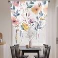 thumbnail image 4 of Spring Floral Tie Up Curtain 45 Inches Long, Gradient Color Flowers Watercolor Rustic Farmhouse Balloon Style Kitchen Window Curtain Over Sink, Small Window Rod Pocket Curtain 42"x45", 4 of 9