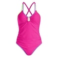 thumbnail image 5 of Duqingm Swimsuit One-Piece Swimsuits Solid Color Bikini One Piece Swimsuit V Neck One Piece Womens Swimwear Red,L, 5 of 7