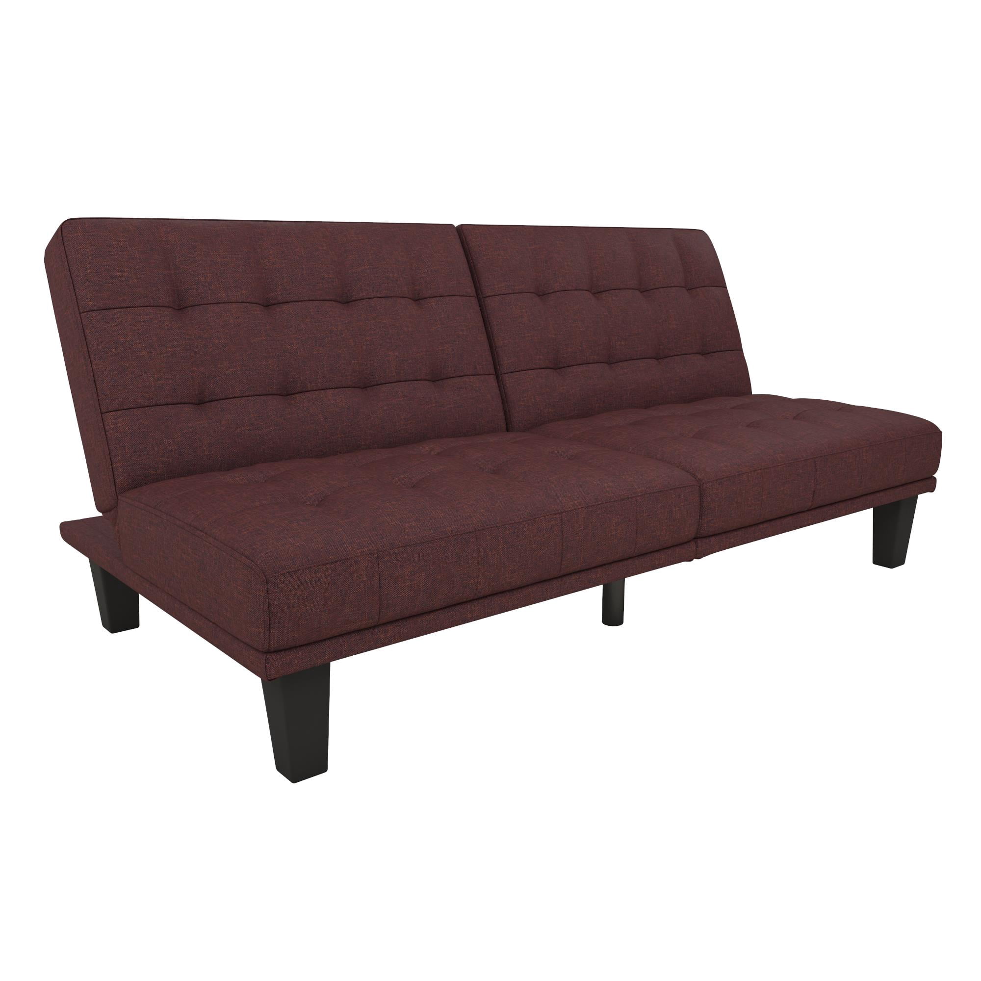 DHP Dexter Futon & Lounger, Convertible Sofa Bed & Couch, Berry