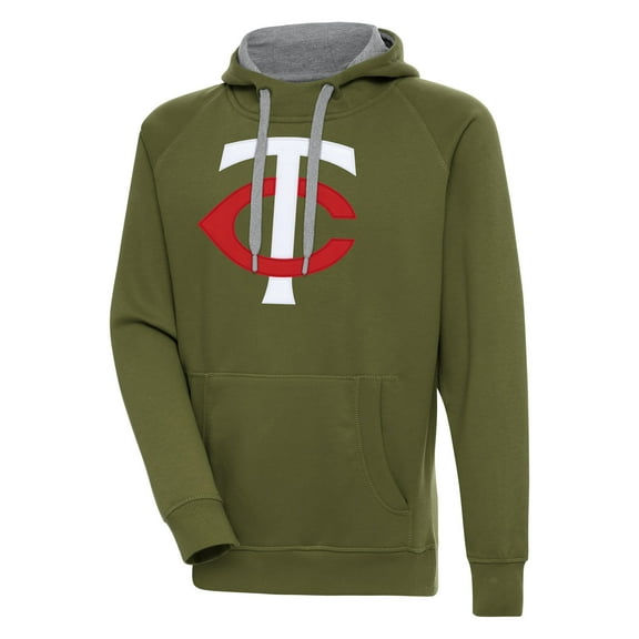 Men's Antigua  Olive Minnesota Twins Victory Pullover Hoodie