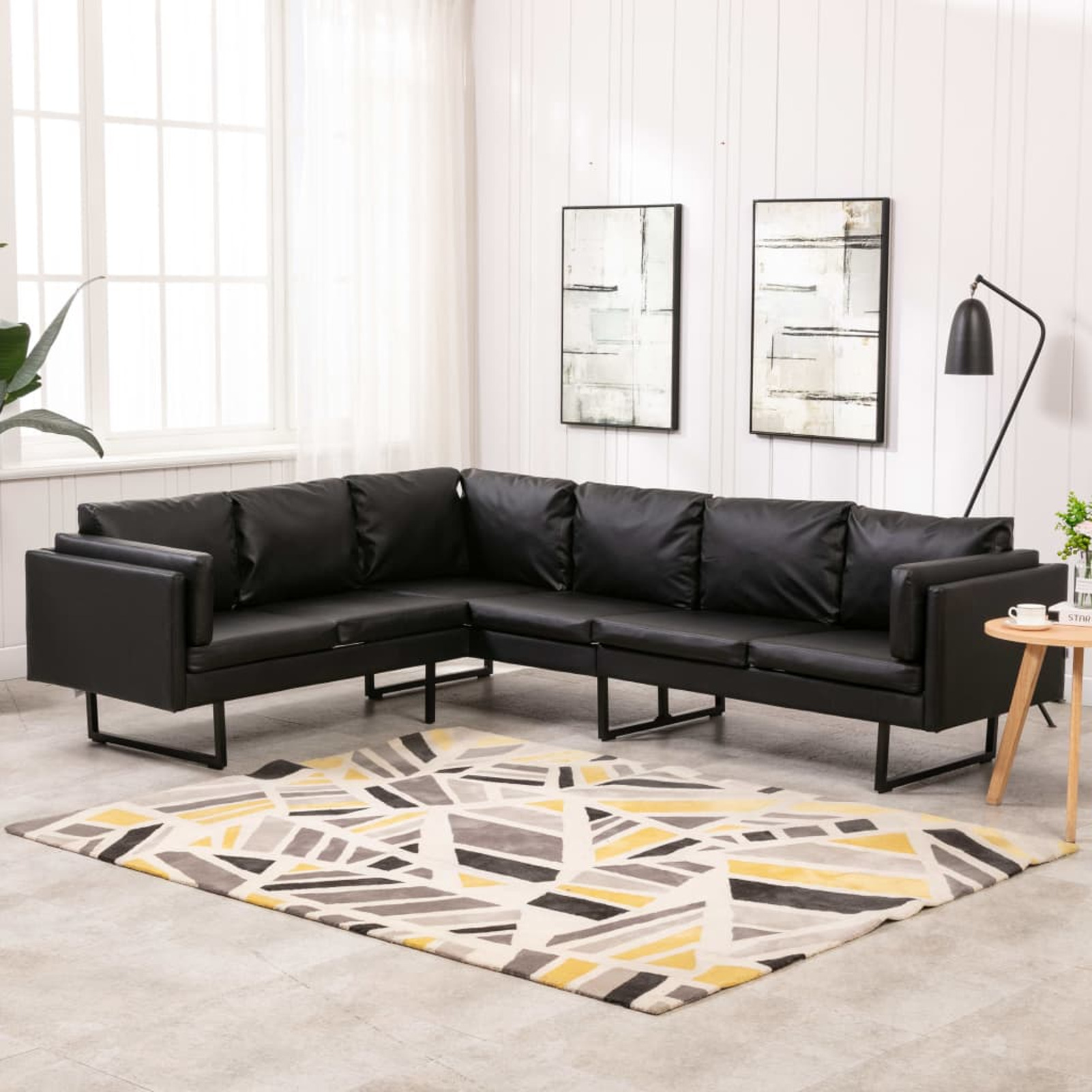 ametoys Corner Sofa Faux Leather Black - Walmart.com