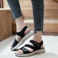thumbnail image 3 of Summer Leather Sandals for Women Sporty Wedge Lightweight Velcro Plus Size Slippers for Women, 3 of 7