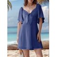 thumbnail image 2 of Robes pour Femmes Printemps Été Décolleté en V Profond Élégante Robe Courte à Nœud Bleu Marine G, 2 of 8