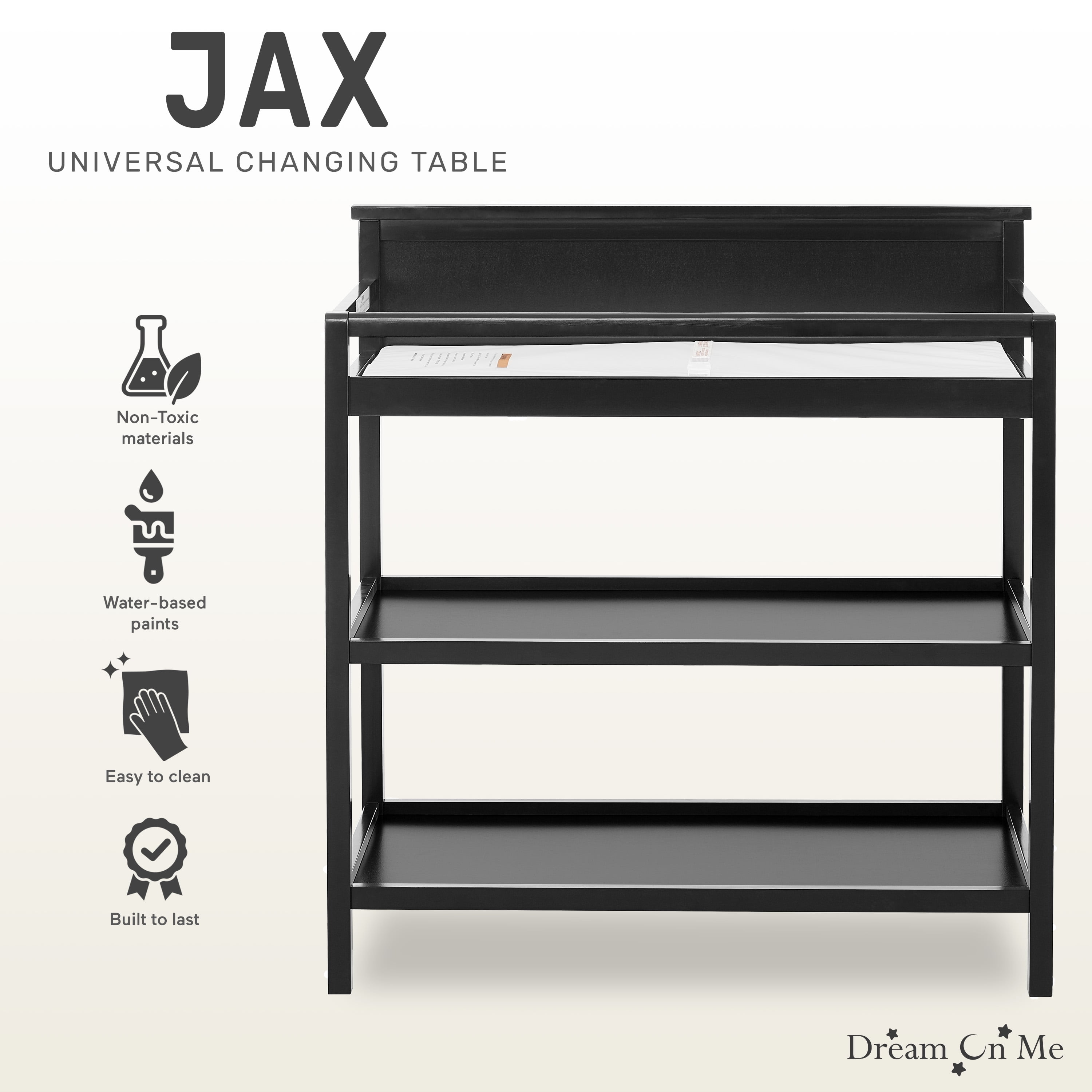 Dream On Me Jax Universal Changing Table, Matte Black