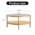 thumbnail image 6 of Modern Rattan Coffee Table, Double-Layer Round Coffee Table with Solid Wood Legs, Glass Top Coffee Table for Living Room Lounge Bedroom, Natural Wood, 6 of 6