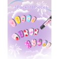 thumbnail image 3 of Press on Nails EBANKU Kids, funda completa, corta, falsa, 78 unidades, 3 of 7