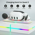 thumbnail image 6 of VR Charging Dock for Meta Quest 3, Fast Charging Station with Colorful RGB Light for Oculus Quest 3, Magnetic Charging Stand for VR Headset and Touch Controllers with 2 Rechargeable Batteries, White, 6 of 9