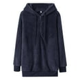 thumbnail image 4 of Fiaer,Quarter Zip Hoodies for Women,Oversized Long Sleeve Hooded Sweatshirts Loose Fit Casual Trendy Drawstring Hooded Pullovers with Pocket Navy L, 4 of 4