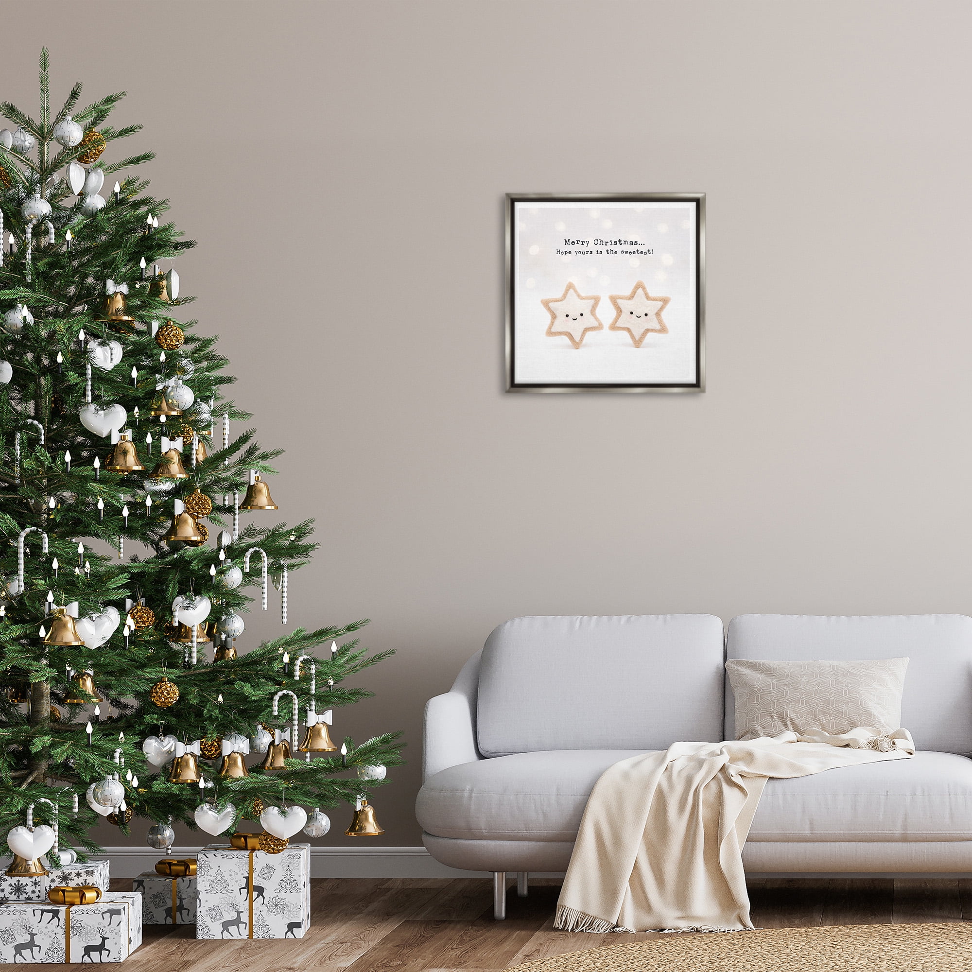 Stupell Industries Christmas Cookie Phrase Holiday Painting Gray Floater Framed Canvas Art Print Wall Art, 25 x 25