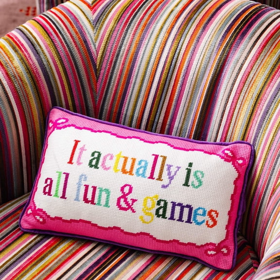Furbish - Fun and Games Needlepoint Pillow