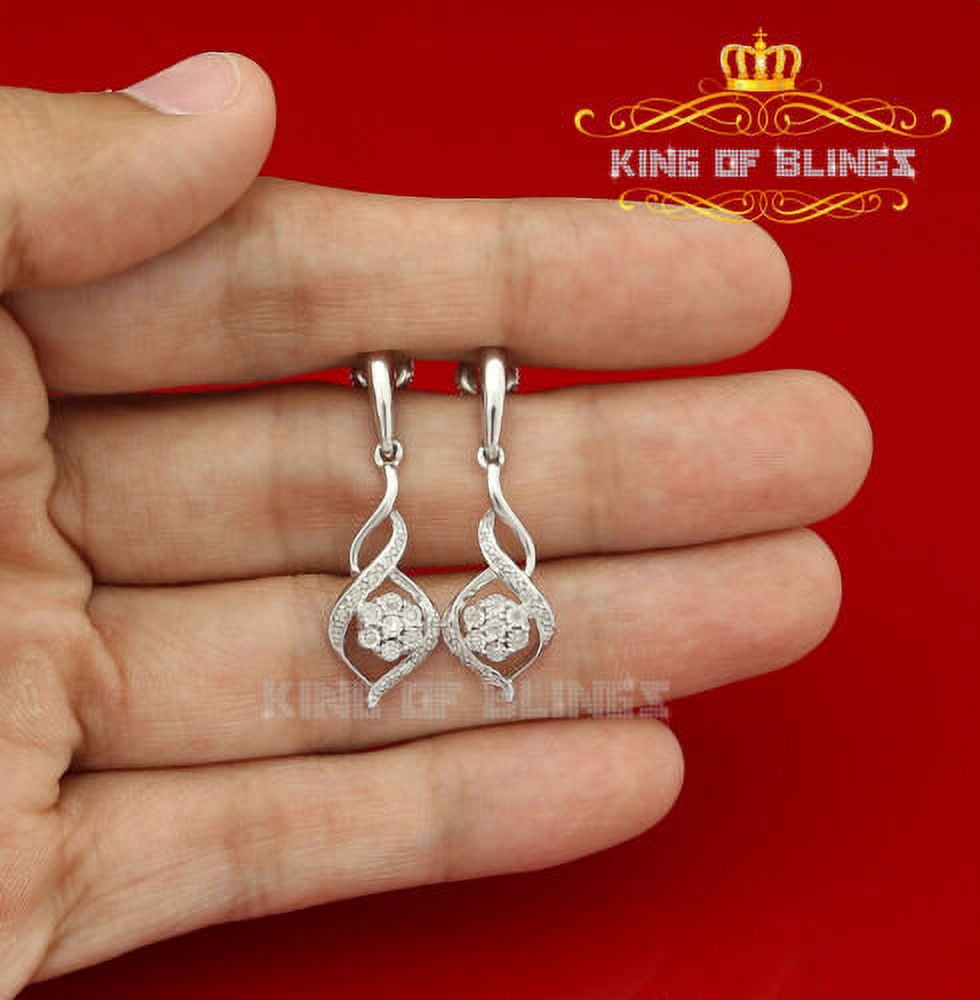 King of Bling's 925 Sterling Silver 0.15ct Diamonds Hip Hop For Women's White Stud Earrings