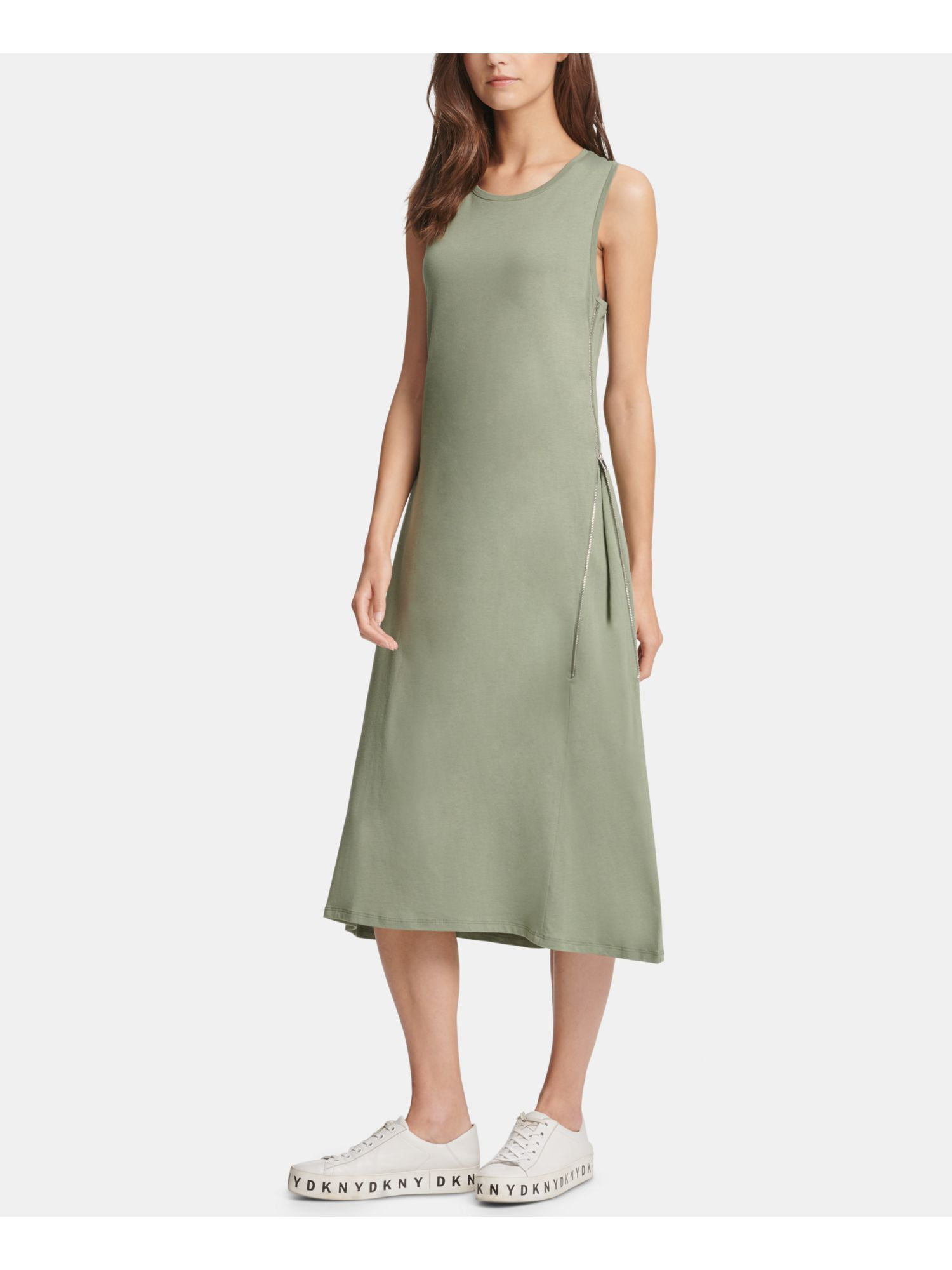 DKNY DKNY Womens Green Sleeveless Jewel Neck Maxi Shift Dress Size XL