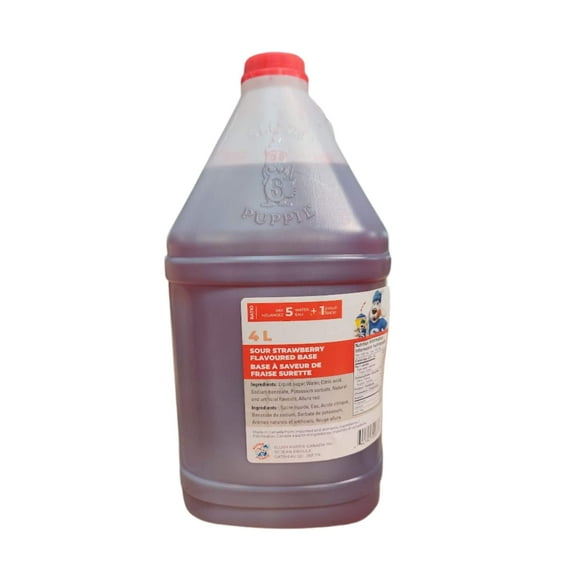 Slush Puppie  Sour Strawberry Slushy Syrup 5:1 Concentrate 135 oz/4L- Canadian Made for Slushie Machine Commercial and Home Use